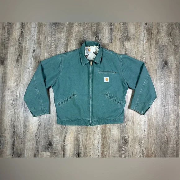 VTG 90's Carhartt Detroit Jacket RARE JB0694 Green Aspen